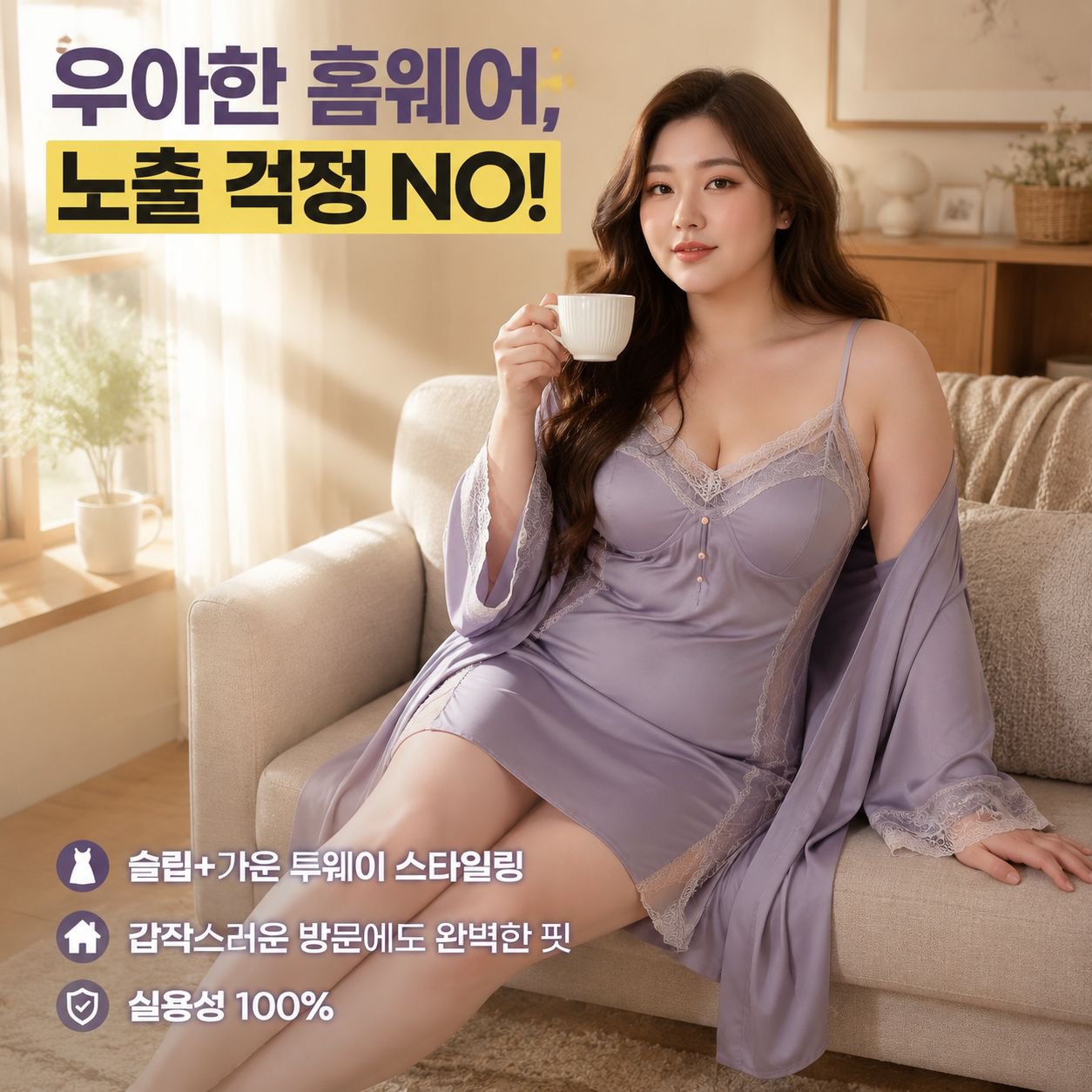 프렌치 하이엔드 아이스실크 슬립 홈웨어