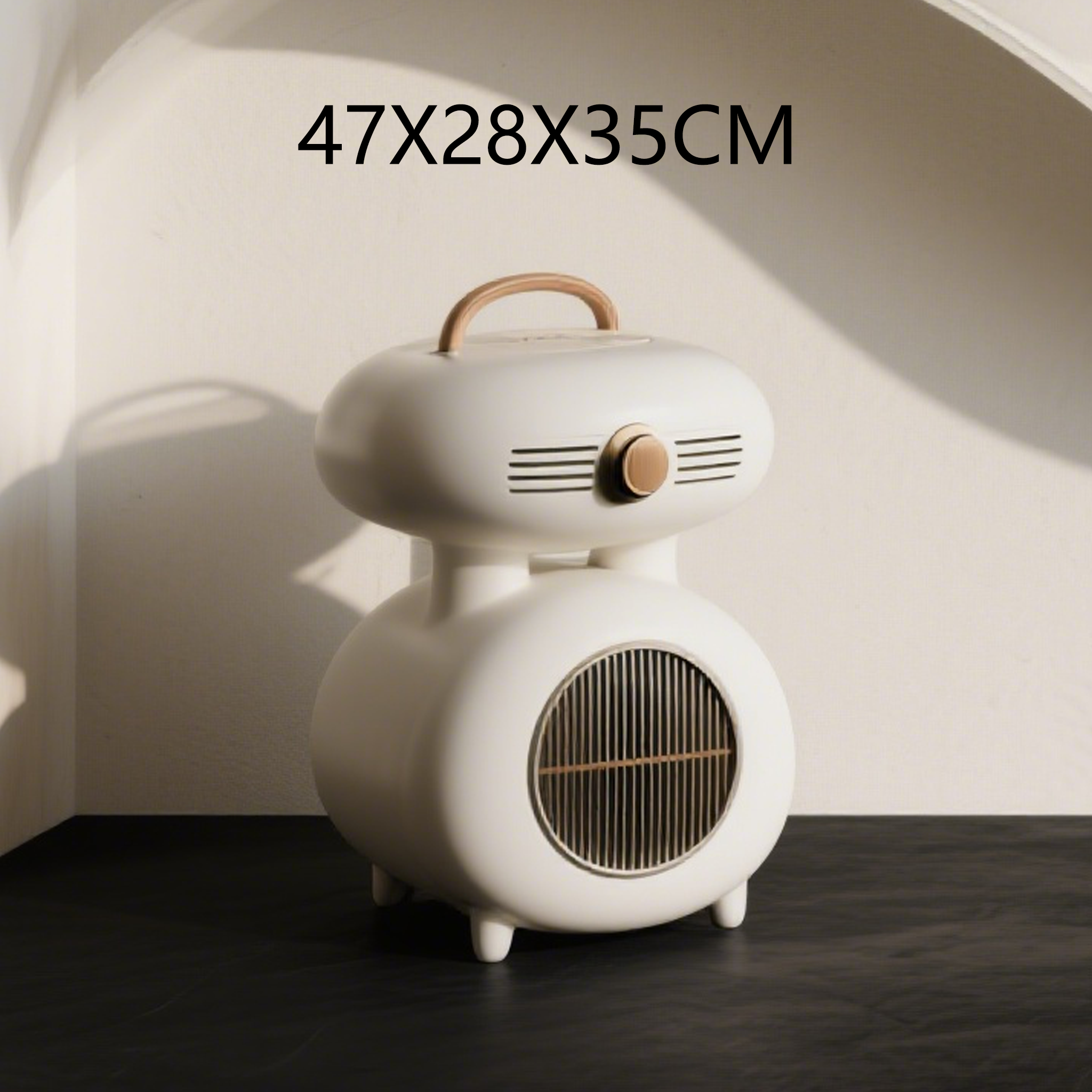 送風機の強力な風でベッドを乾燥している様子