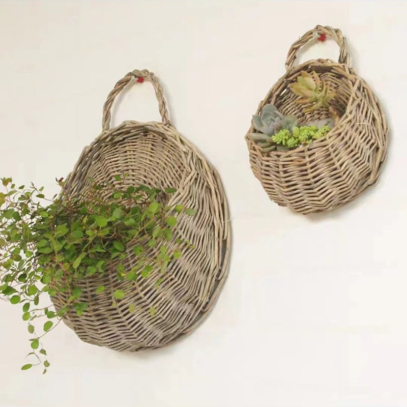 竹編み壁掛けフラワーバスケット 