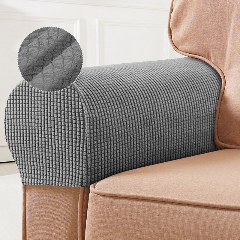 Plaid Fabric Sofa Armrest Protector Stretch Cover for All Seasons