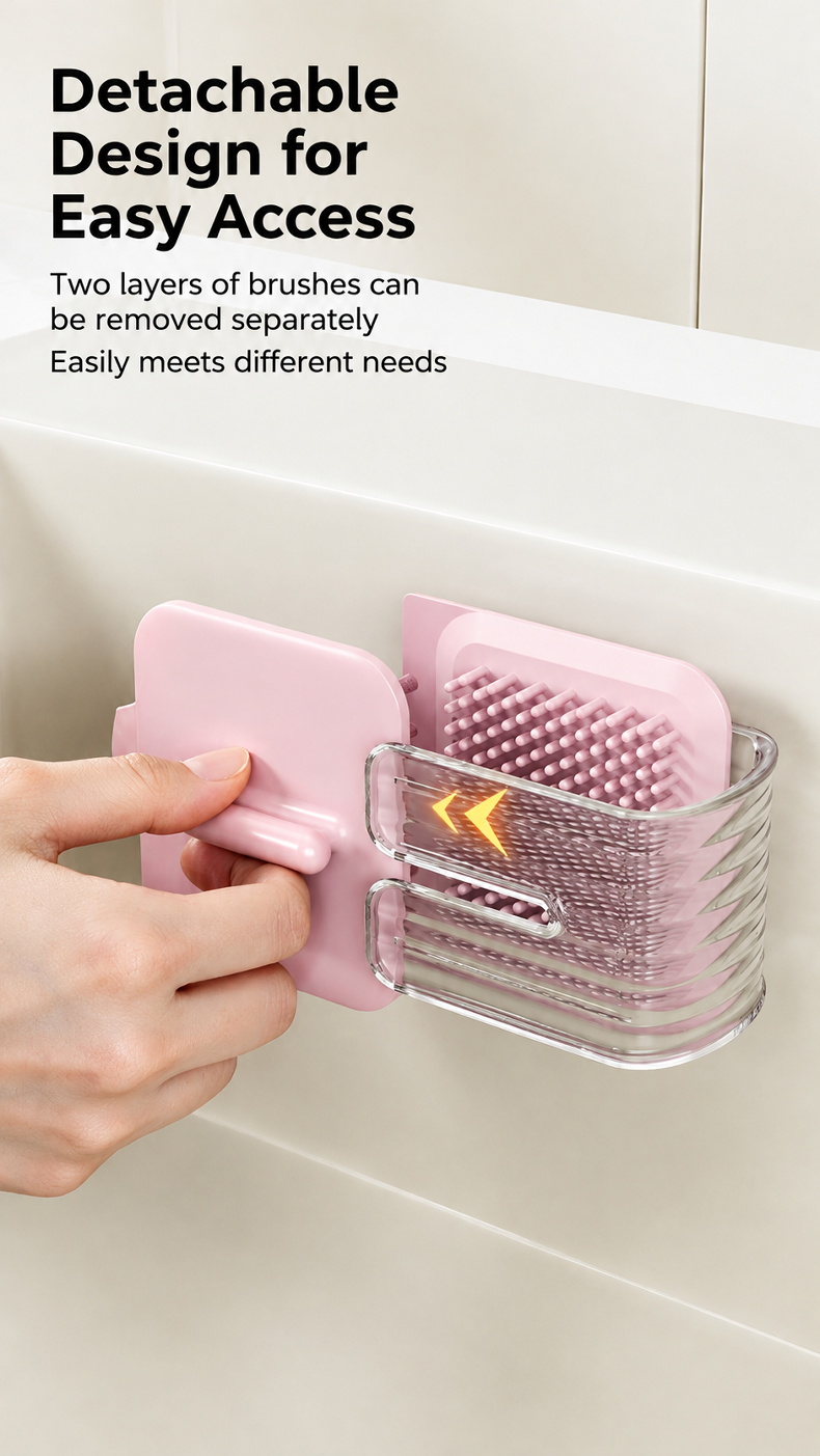 Ergonomic U-shaped brush for cleaning bathroom surfaces
