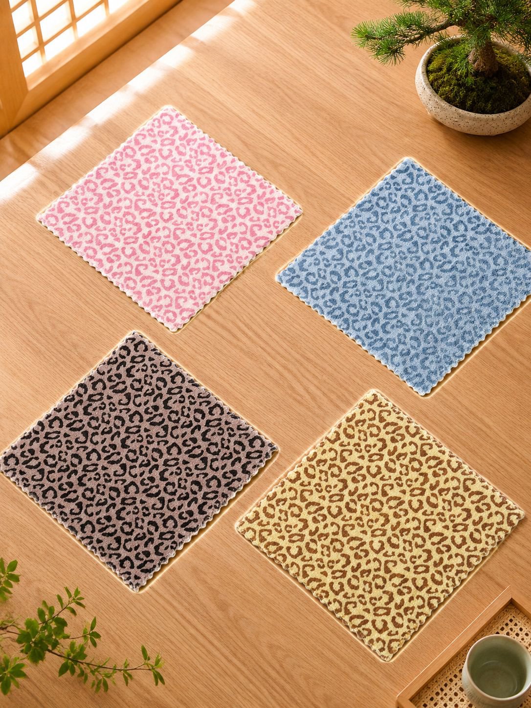Paño de limpieza grueso y suave para el hogar, estampado leopardo