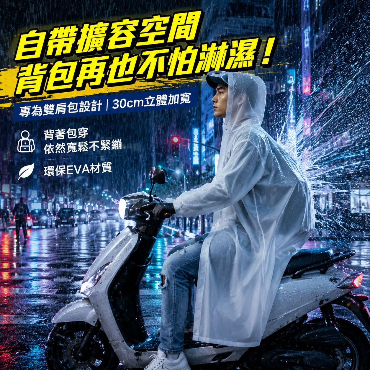 擴容設計輕量透氣雨衣 可收納通勤通學環保雨披