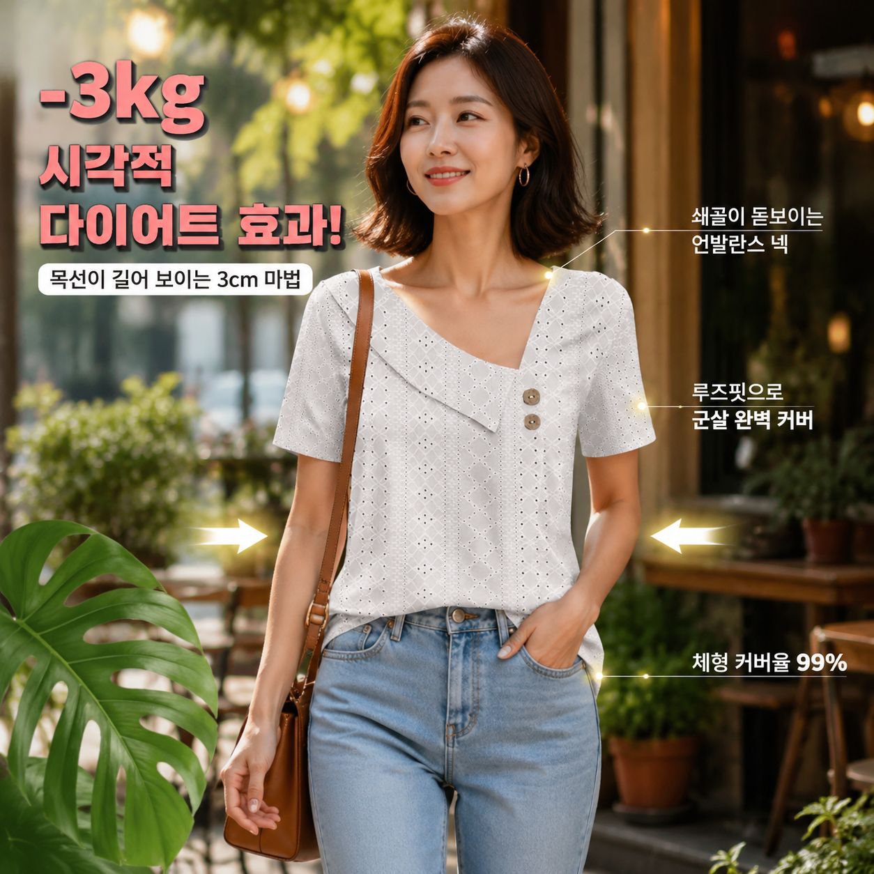 브이넥 단색 루즈핏 반팔 티셔츠