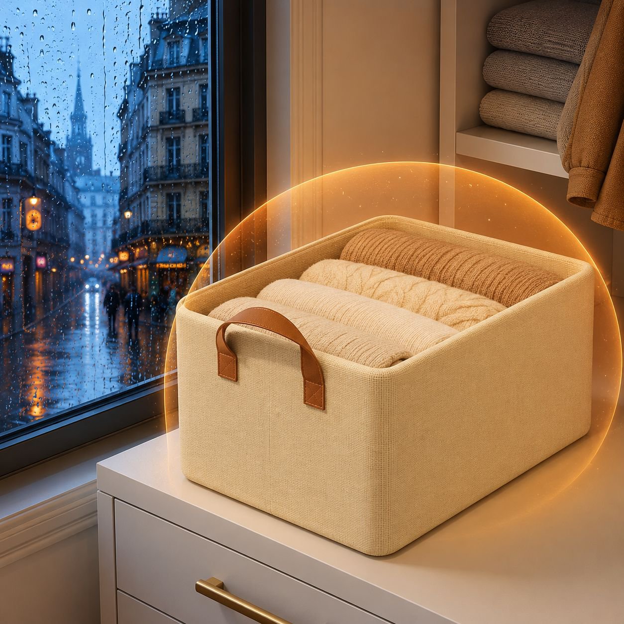 Cesta decorativa de almacenamiento con asas reforzadas
