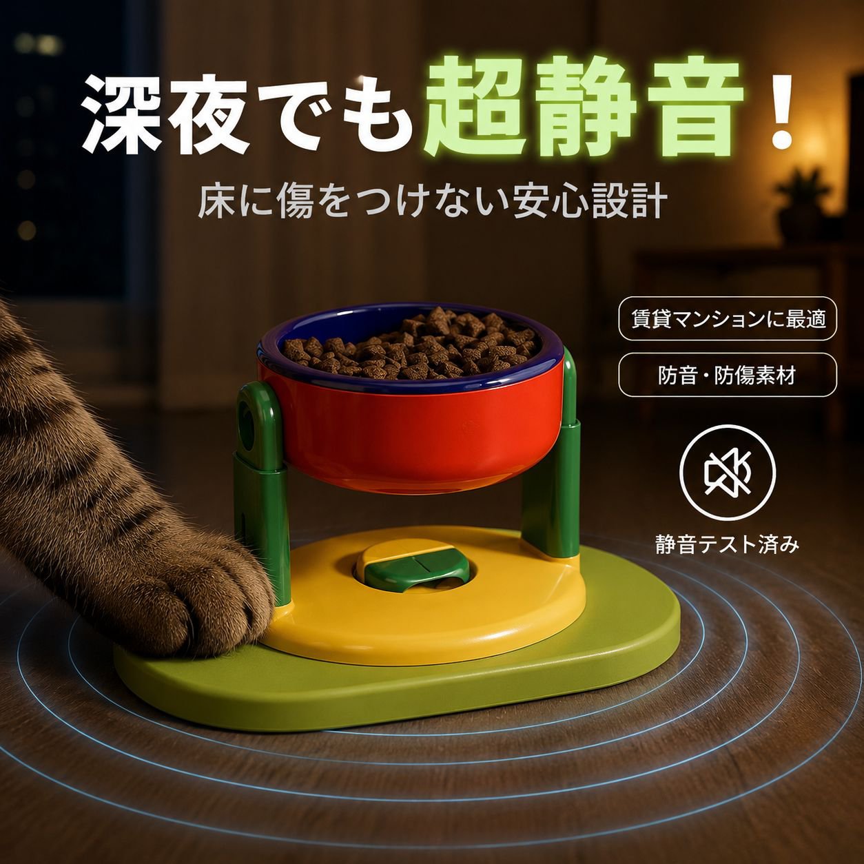 滑り止め高さ調整ペットフードボウル
