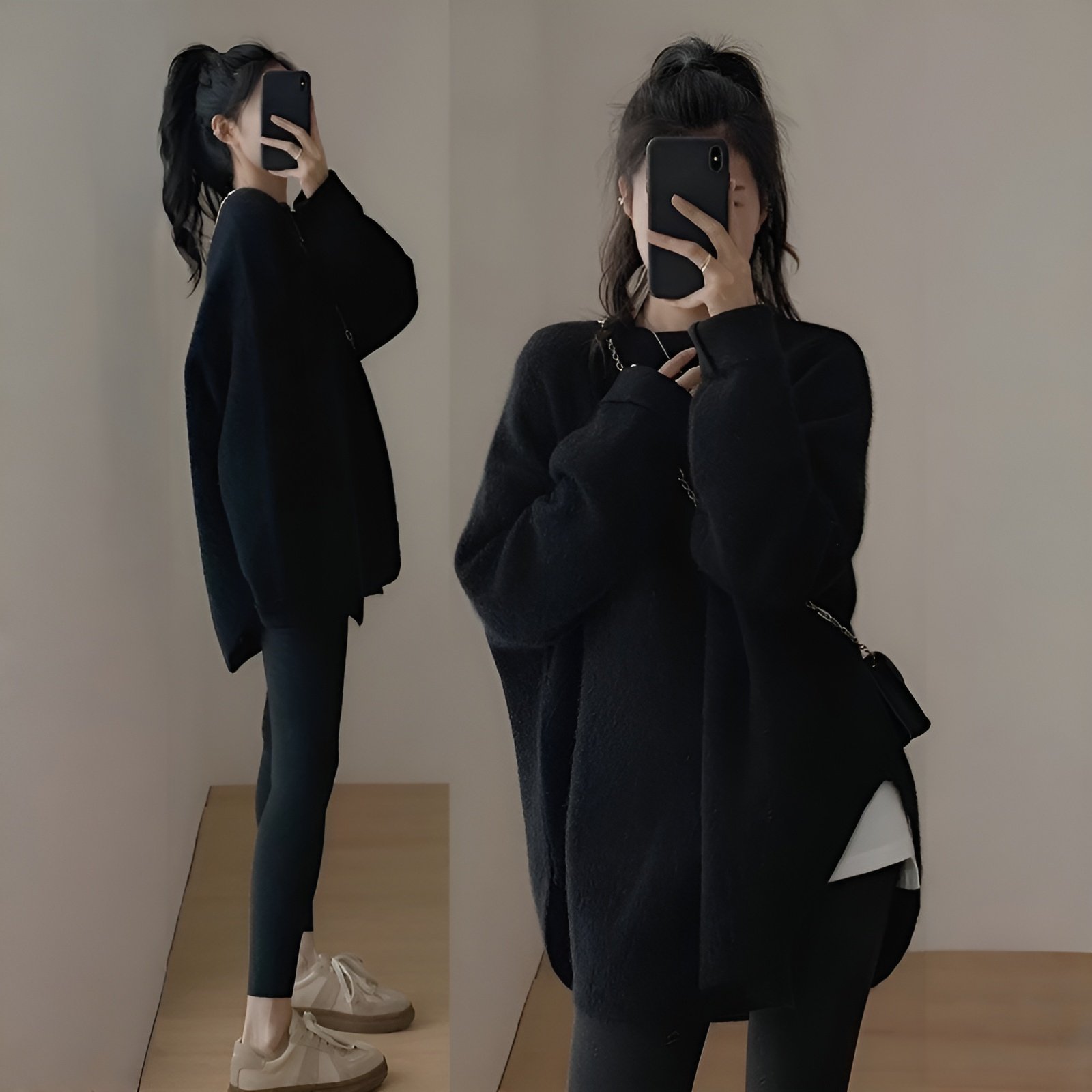 秋冬新作 韓国風シンプル長袖セーター 女性用 ゆる感スリム効果