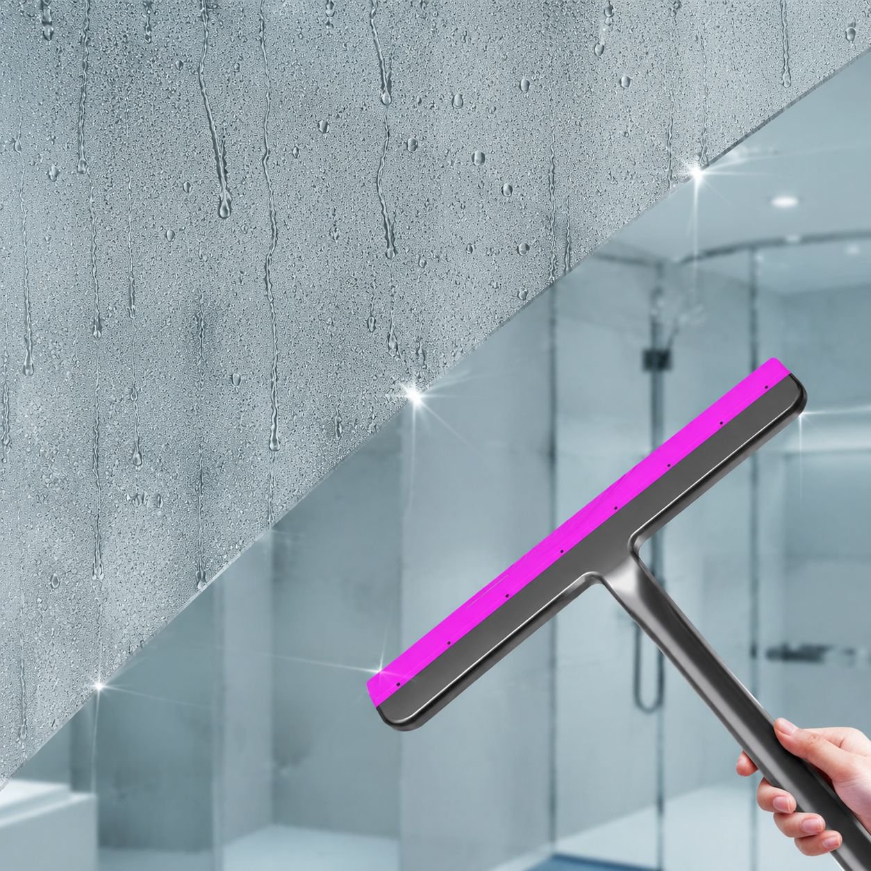 Easy reach glass wiper for shower doors