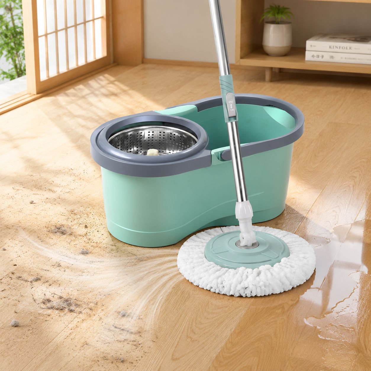 乾湿両用モップとバケツセットの全体画像