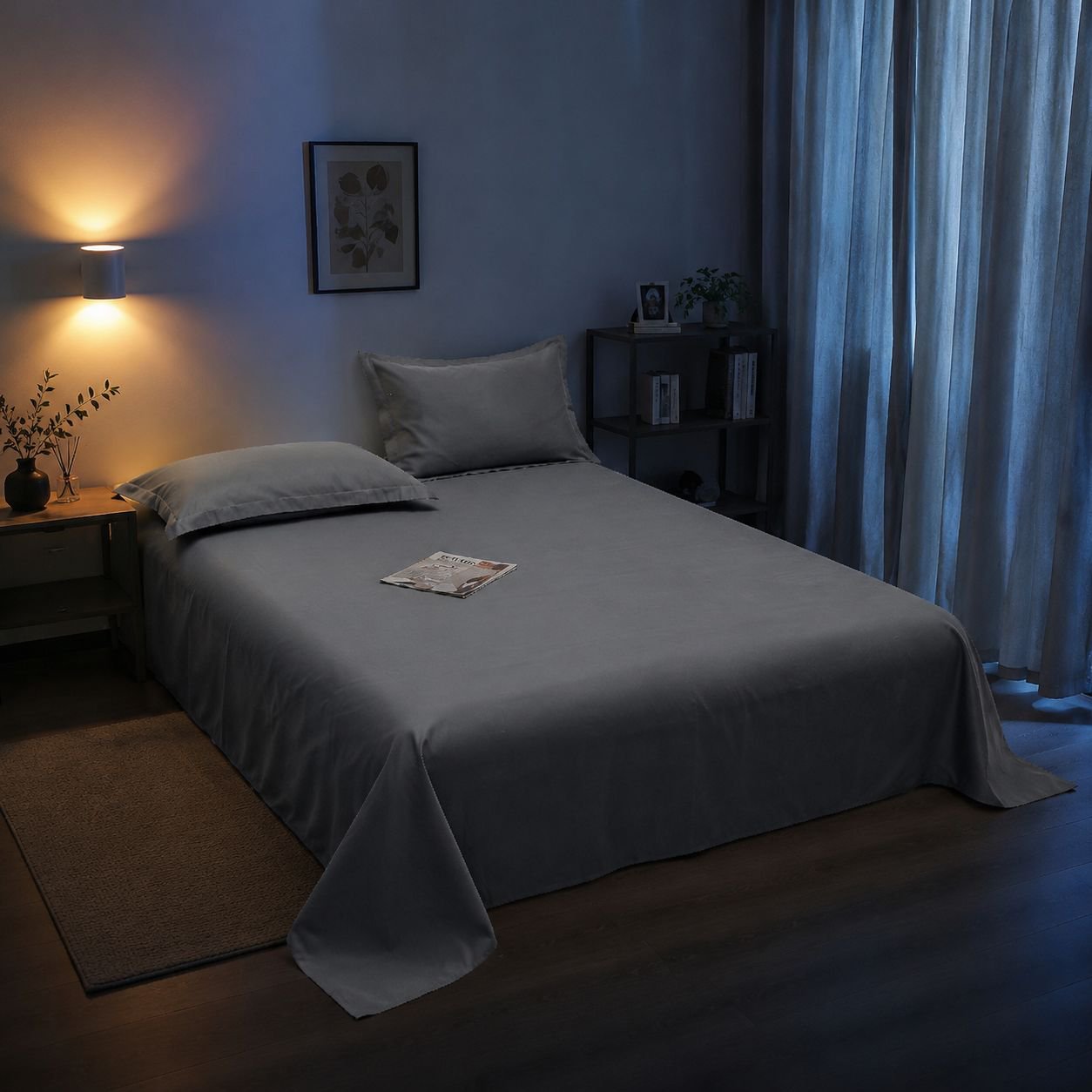 Elegant bedroom with colorfast washed cotton sheets