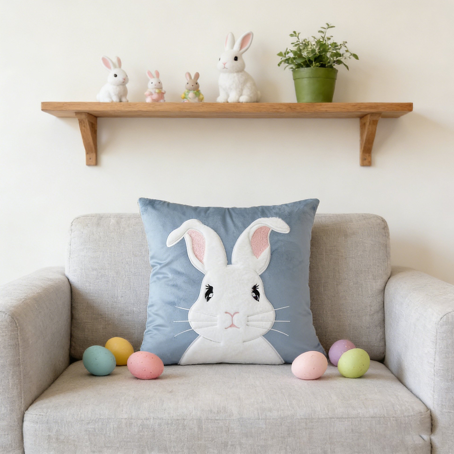 節日裝飾 可愛兔子圖案沙發抱枕套