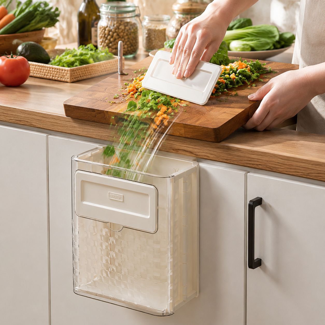 High-value household kitchen folding trash can household punch-free hanging trash can cabinet door h
