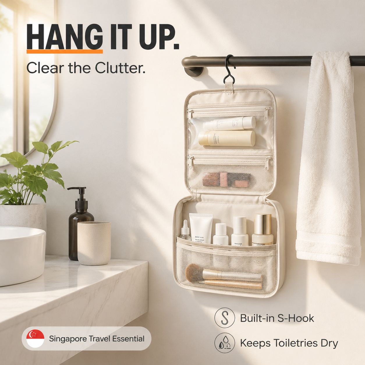 Portable Waterproof Wet and Dry Separation Hanging Storage Bag