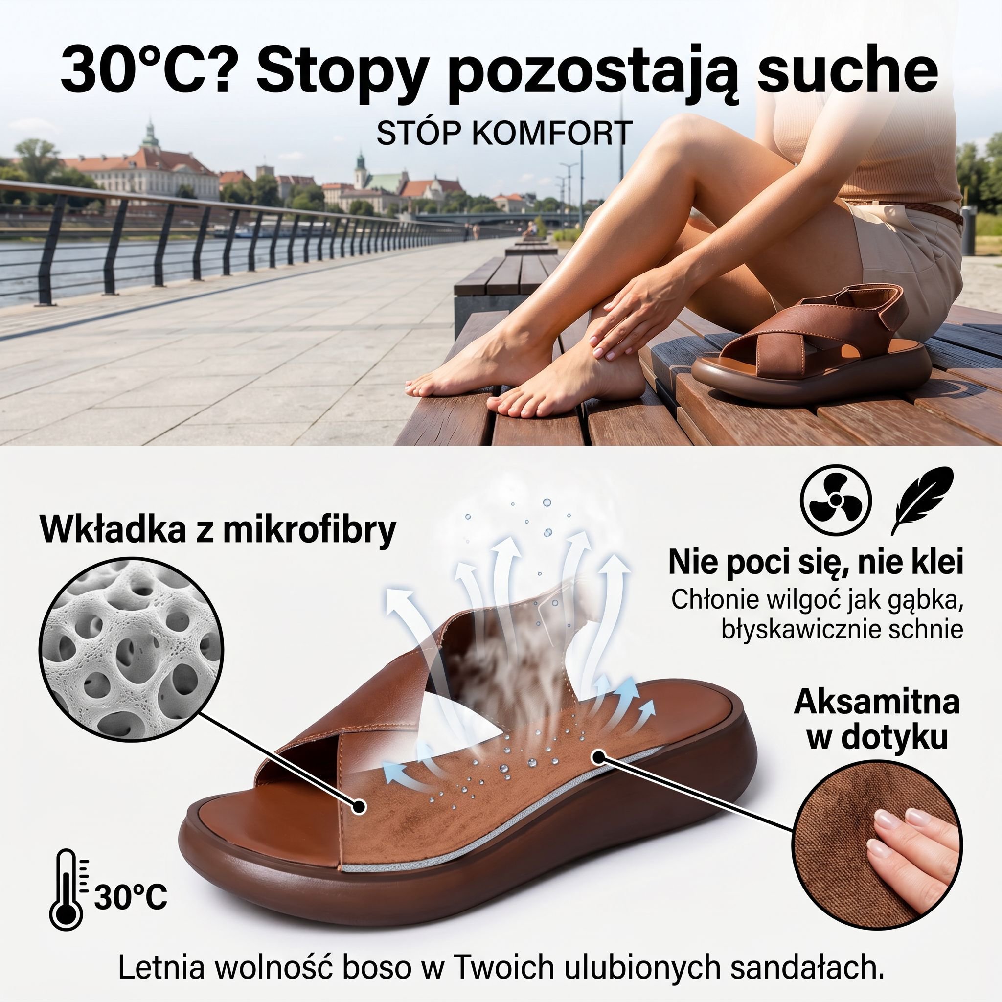 Damskie sandały na wysokim koturnie z grubą podeszwą, lato 2024, otwarte palce, wszechstronne