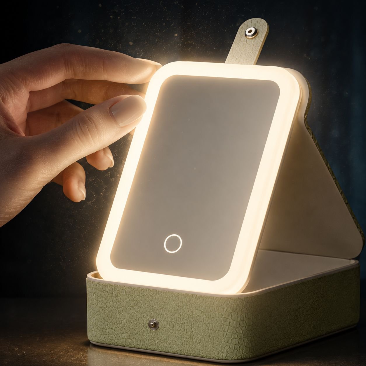 LED Illuminated Makeup Mirror Jewelry Case
