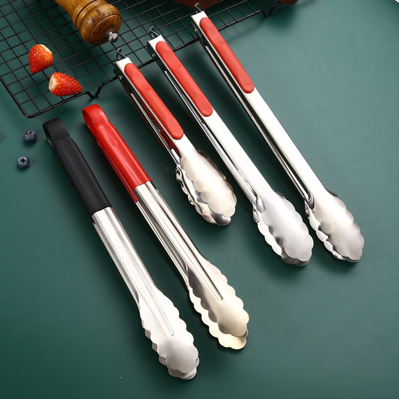 Stainless Steel Food Tongs – Thickened Anti-Scald Bread and BBQ Tongs