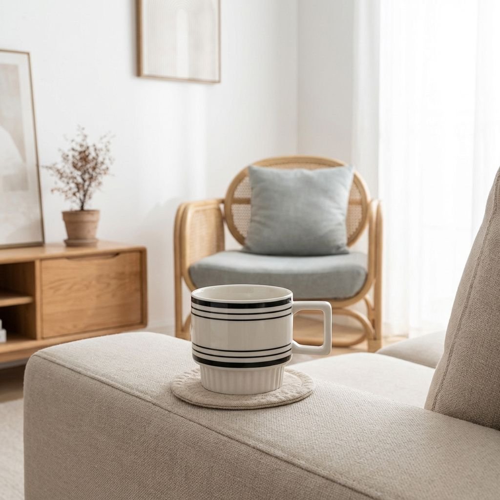 白黒の陶器製コーヒーカップ