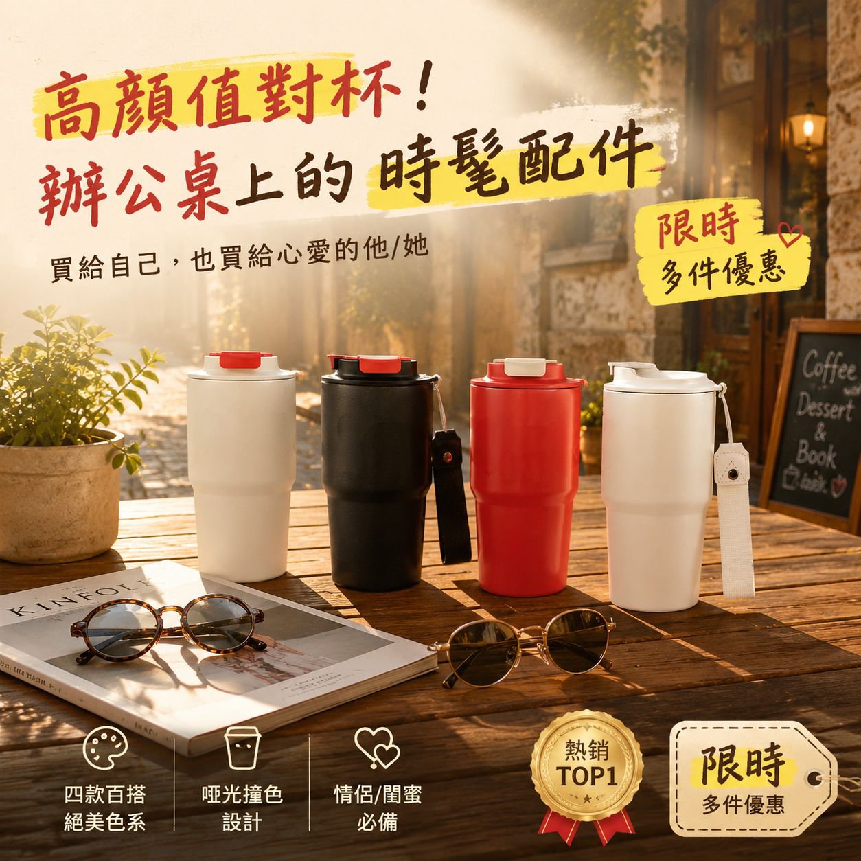 情侶款不鏽鋼咖啡杯 車用旅行保溫杯 男女適用