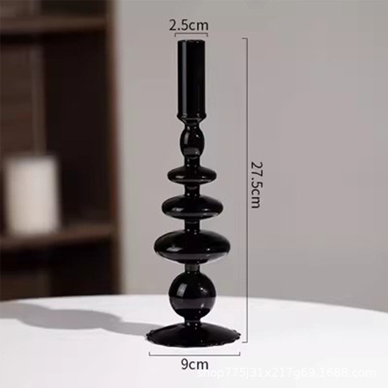 Black Glass Candle Holder, Modern Nordic Home Decoration