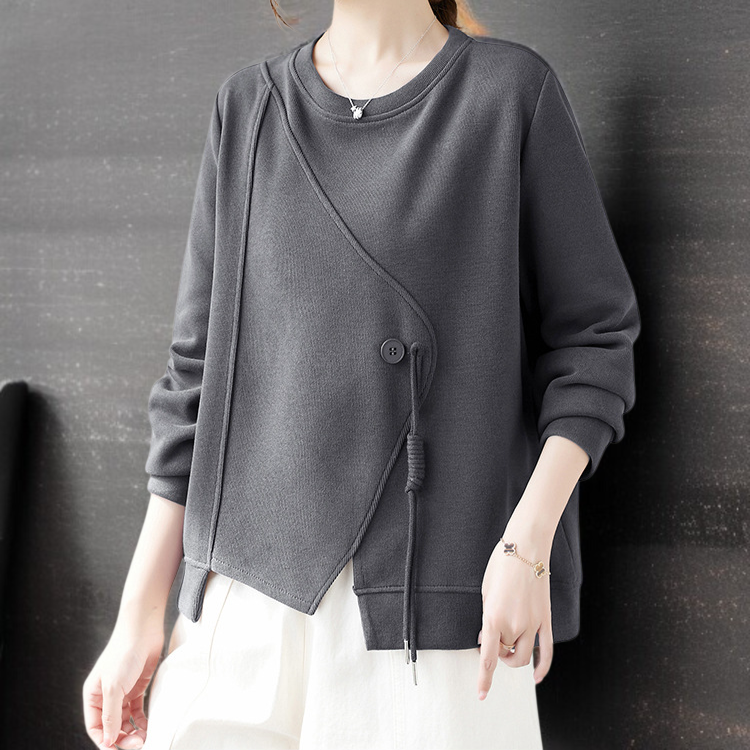 패션 캐주얼 여성 스웨터 통근 여성 상의 가을 겨울 단추 루즈핏 빅사이즈 나른한 맨투맨