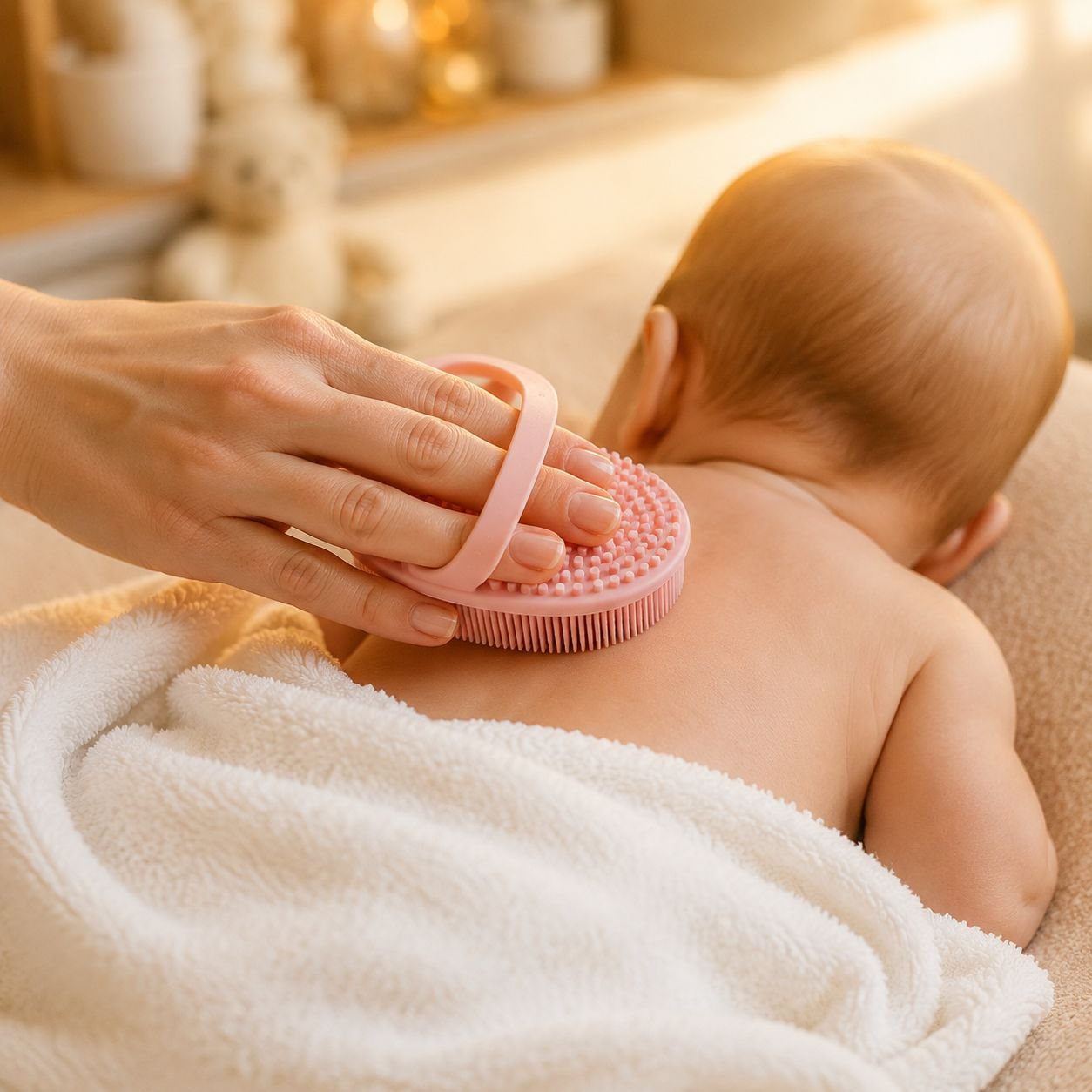 Massage und Beruhigung mit Taktilbürste für Babys