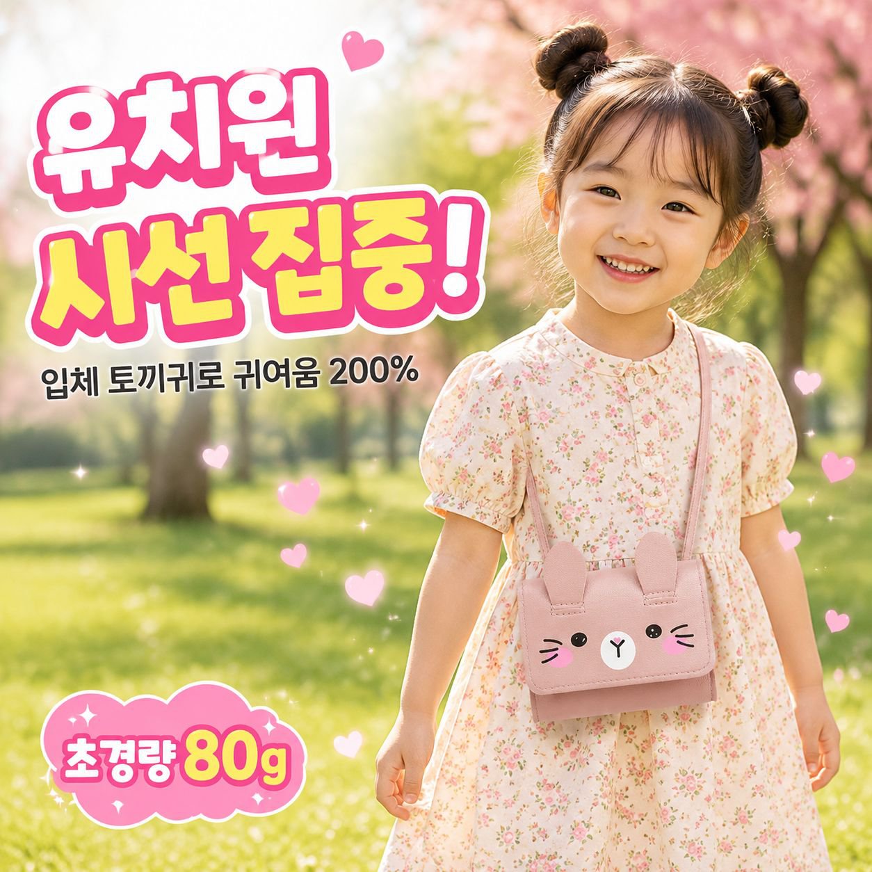 아동 귀여운 토끼 동전 지갑, 미니 크로스백
