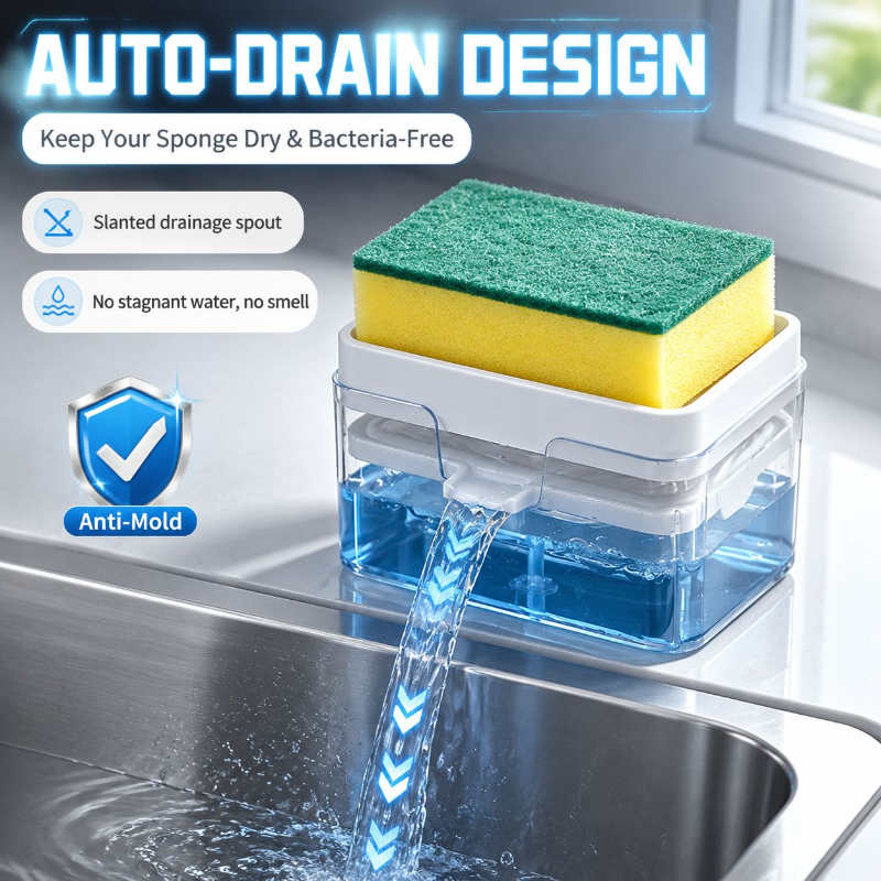Dispensador automático de jabón multifuncional, fácil de presionar, ideal para limpieza de cocina