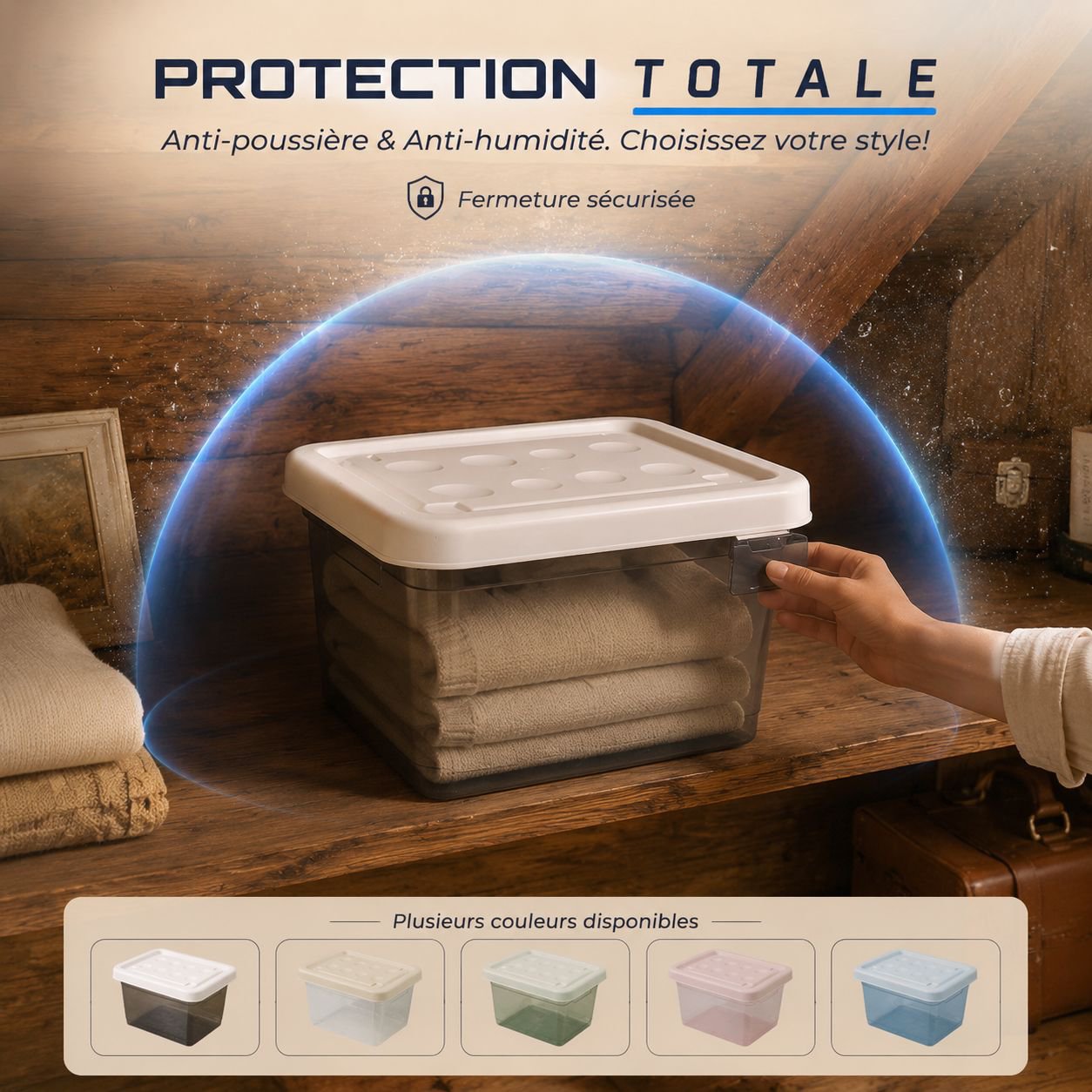 Boîte de rangement en plastique transparent