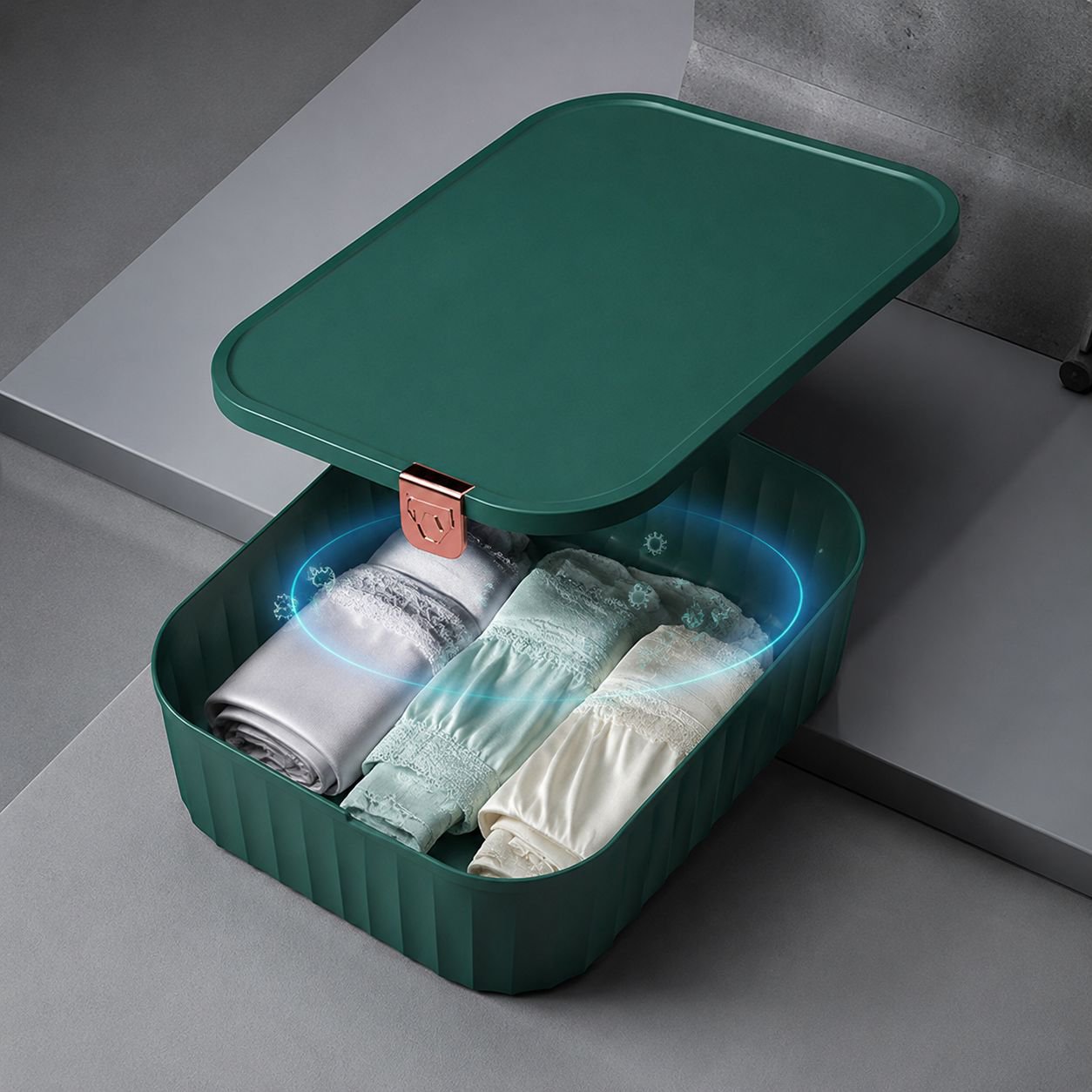 Boîte de rangement créative pour sous-vêtements vue de face
