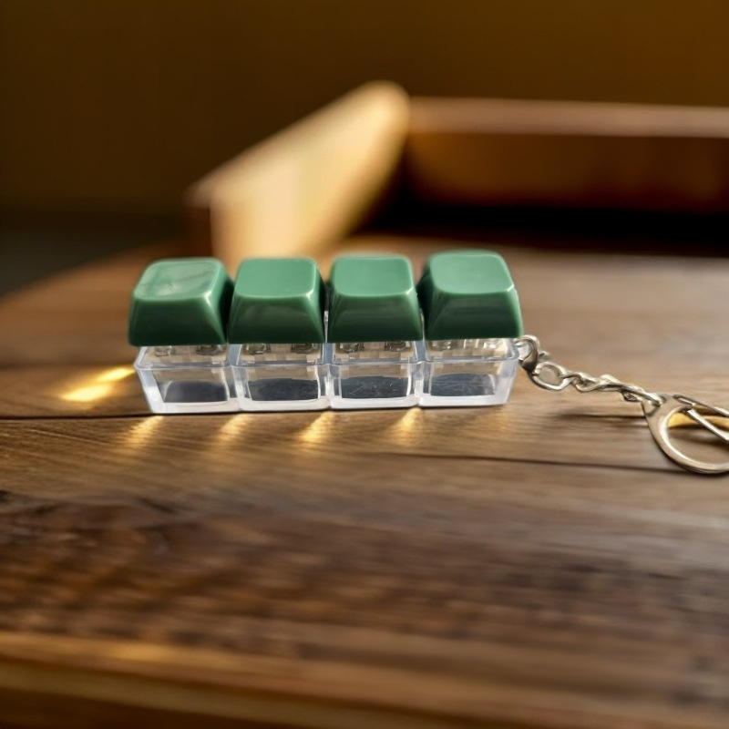 七色に光る4連ボタンストレス解消キーホルダー