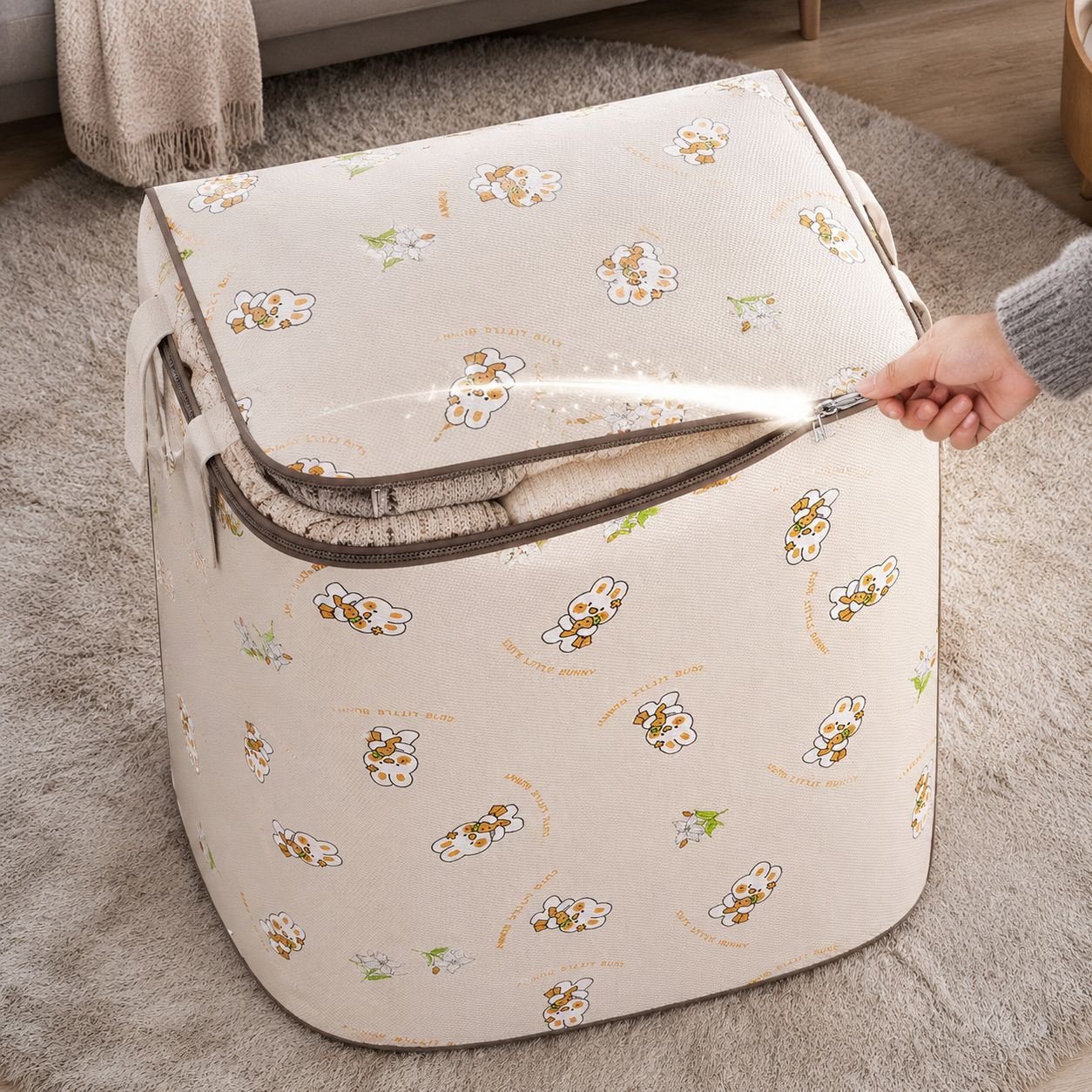 Vue détaillée du sac de rangement robuste