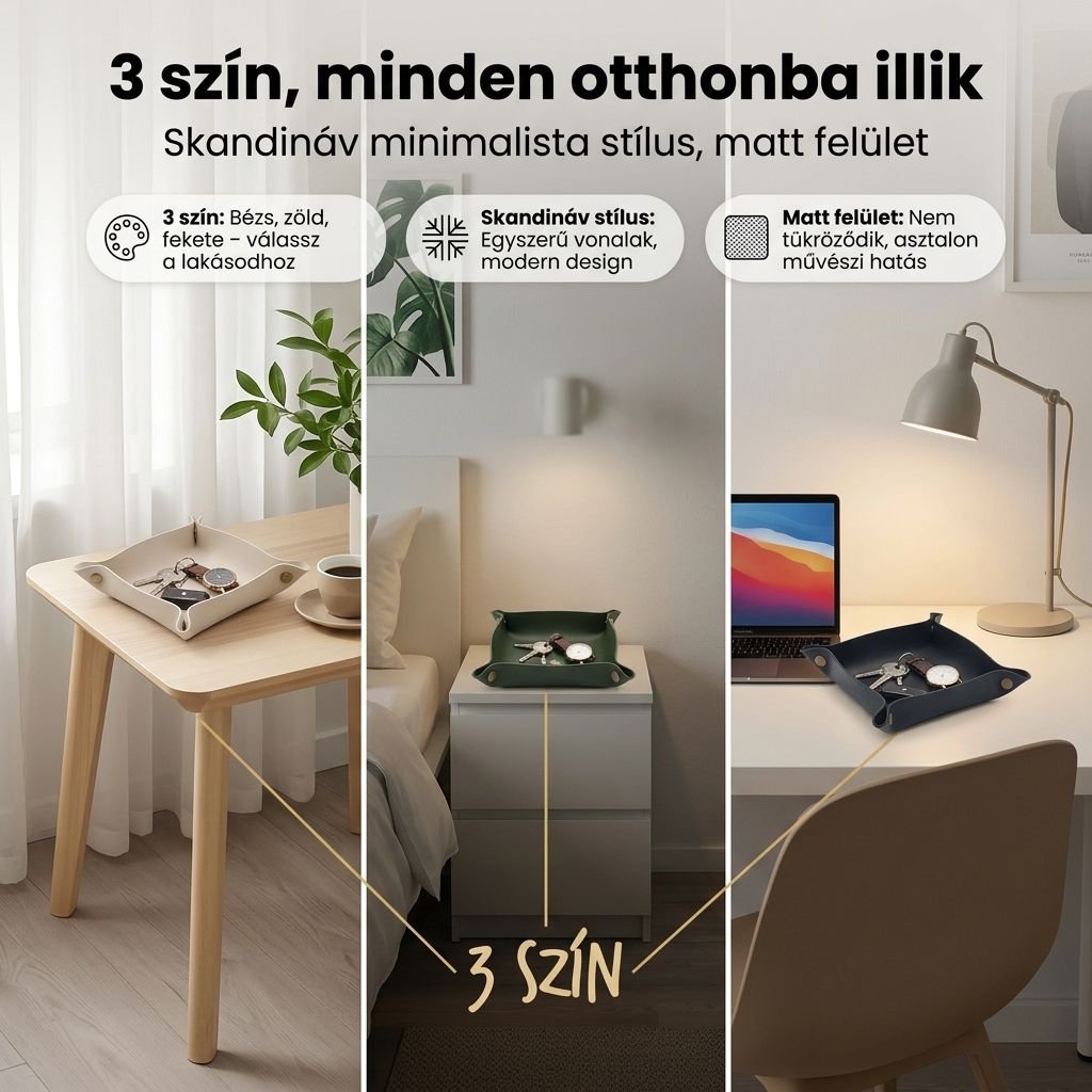 Többfunkciós műbőr négyzetes tárolódoboz, asztali rendszerező