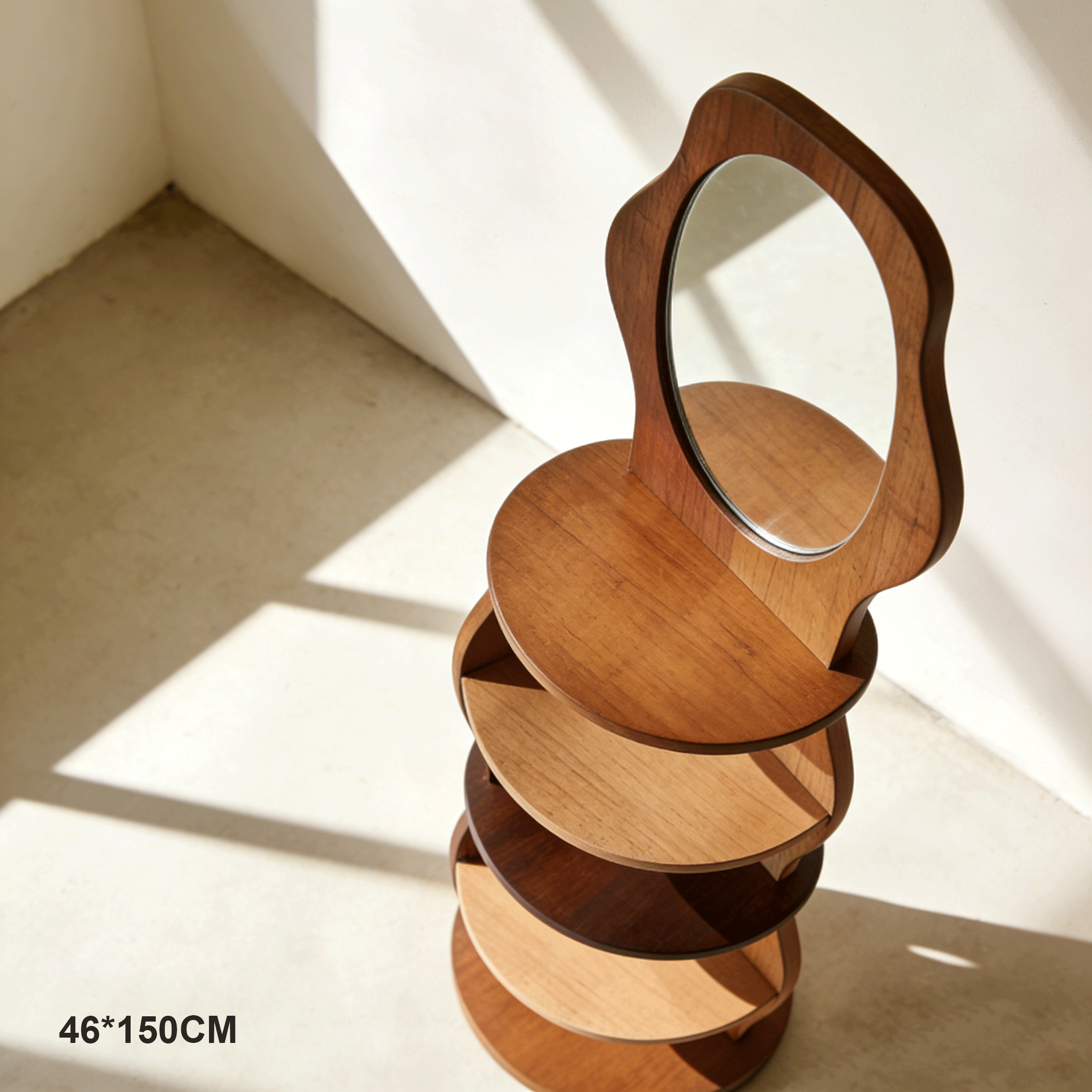 シンプルで美しいミラー収納シェルフの正面画像