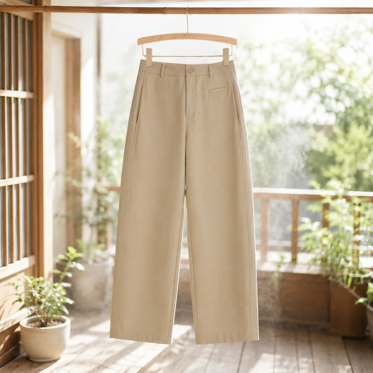 軽やかで快適なシワになりにくいエンドウ豆ワイドクロップドパンツ