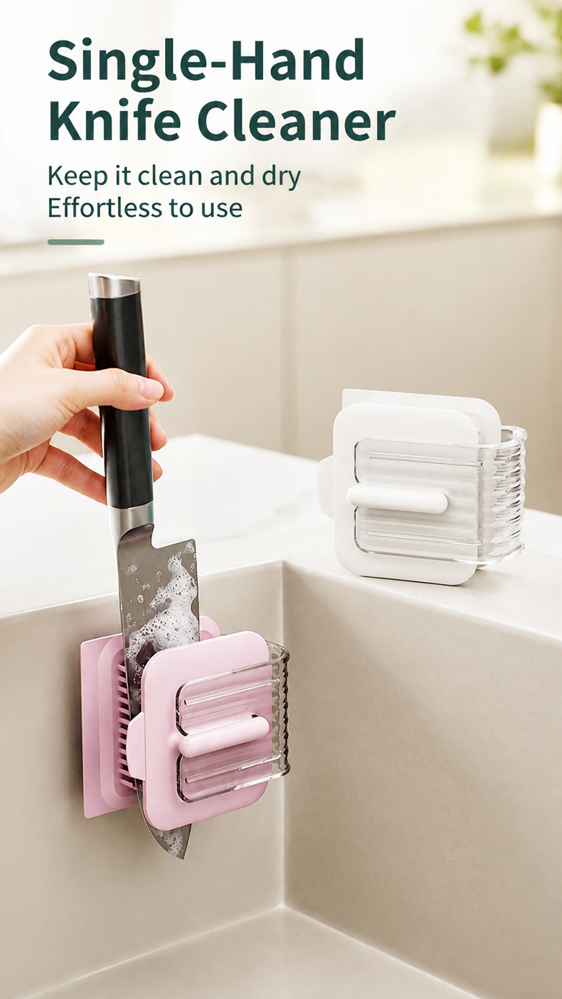 Double-sided scrub brush for kitchen sinks and countertops