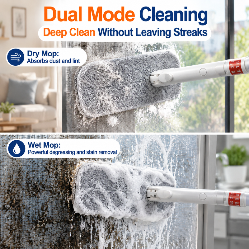 [Scraper and Brush in One] Retractable Double-Sided Screen Window Brush