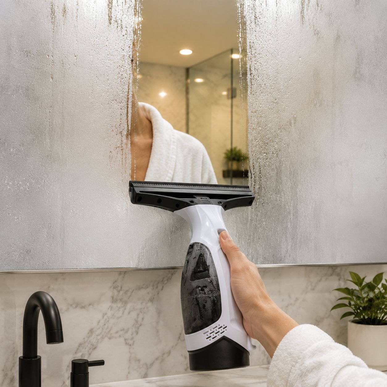 Cordless electric window cleaner with ergonomic handle