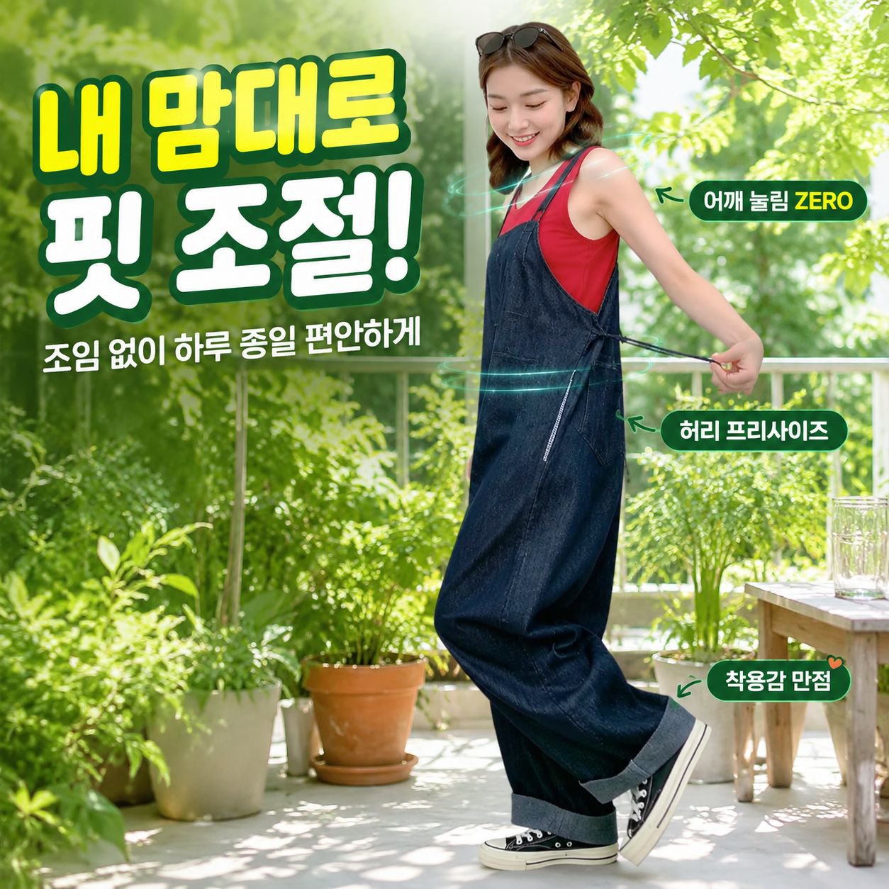 패션 루즈핏 슬림 얇은 데님 멜빵 바지 여성용