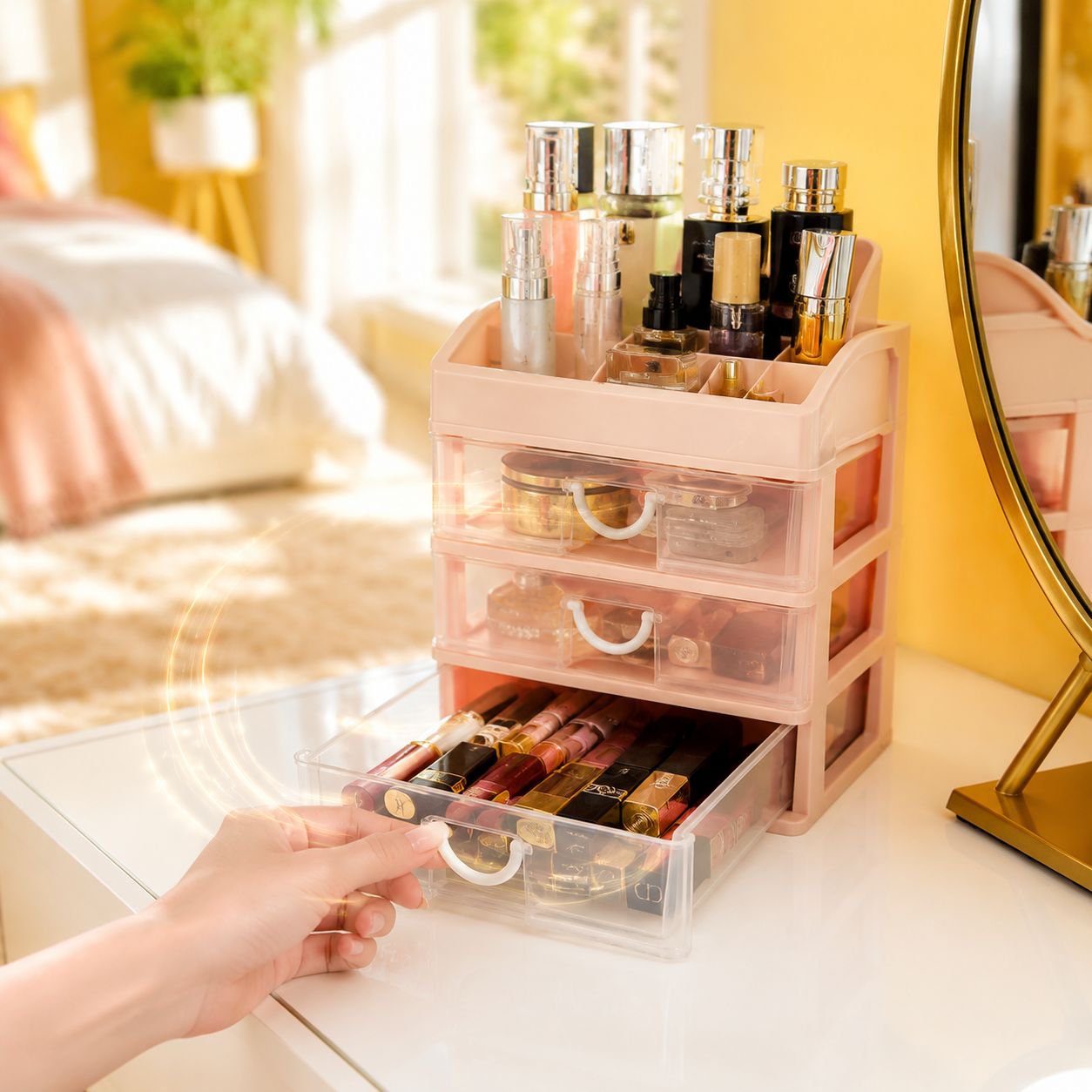 Vanity desk lipstick storage box