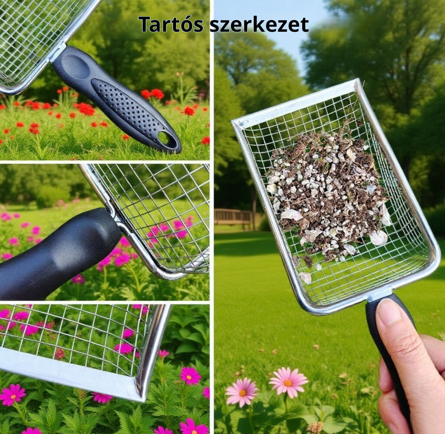  Kerti talajszita fogantyúval