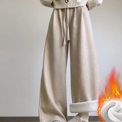 뒷보어 따뜻한 부드러운 와이드 팬츠