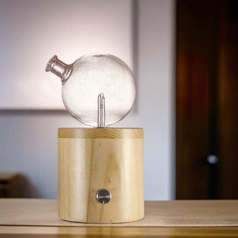 ノブでミスト量調節可能な無垢材アロマディフューザー本体