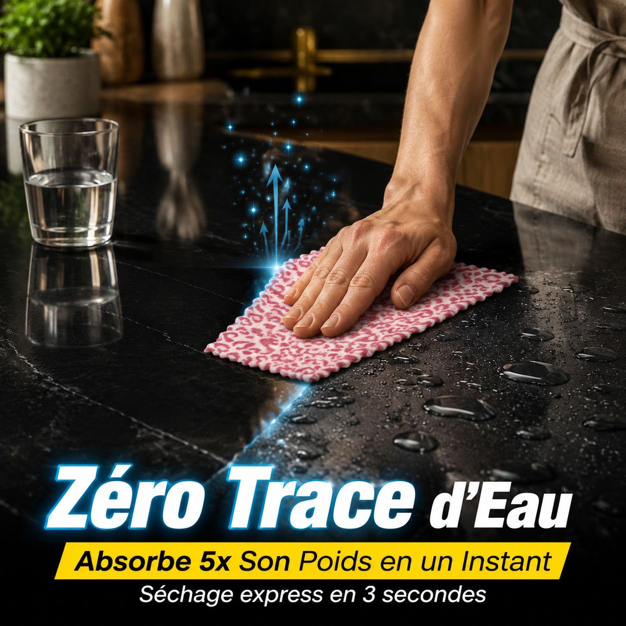 Lingette de nettoyage cuisine & salle de bain, essuie-mains et vaisselle