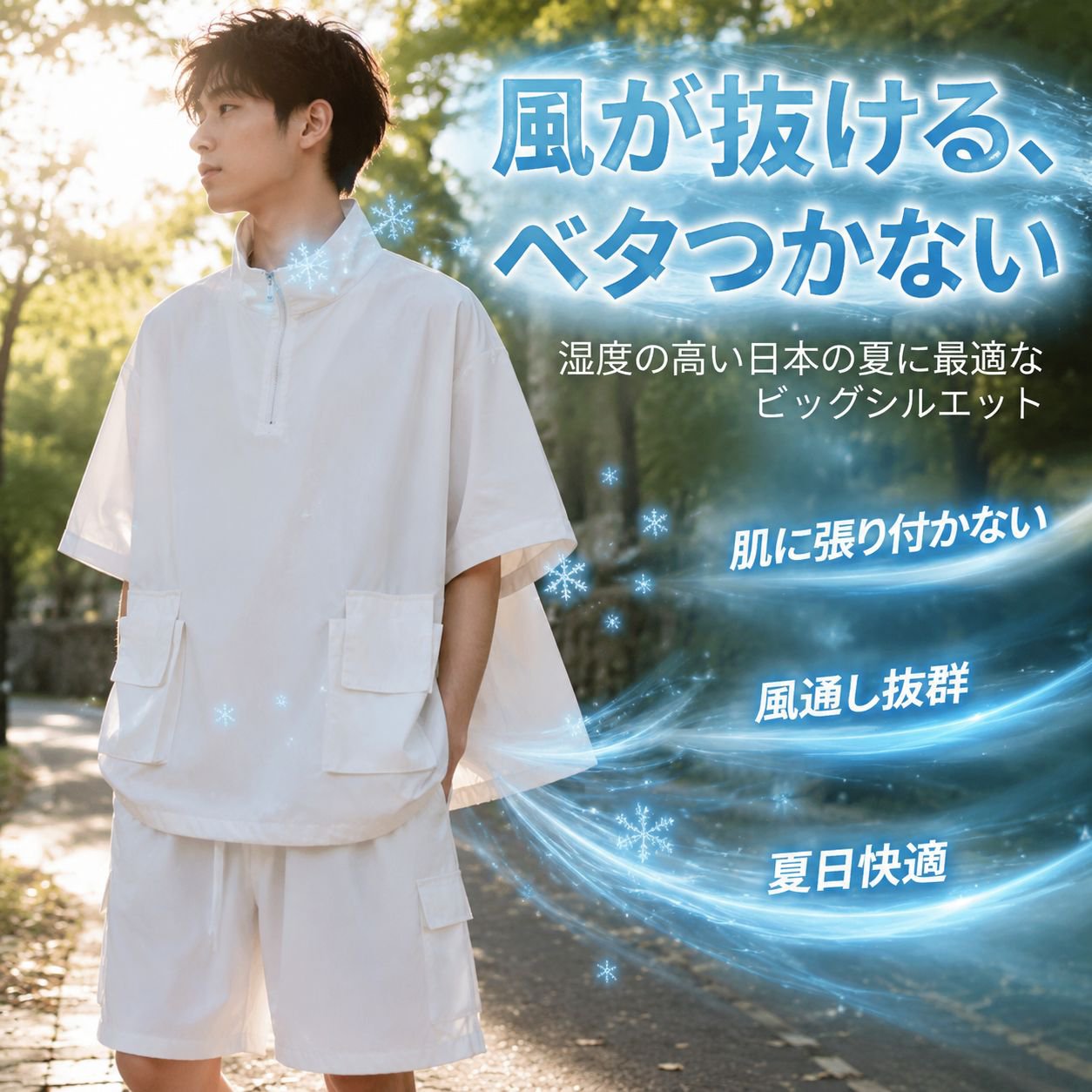 夏メンズ作業用ハーフジップ半袖トップス