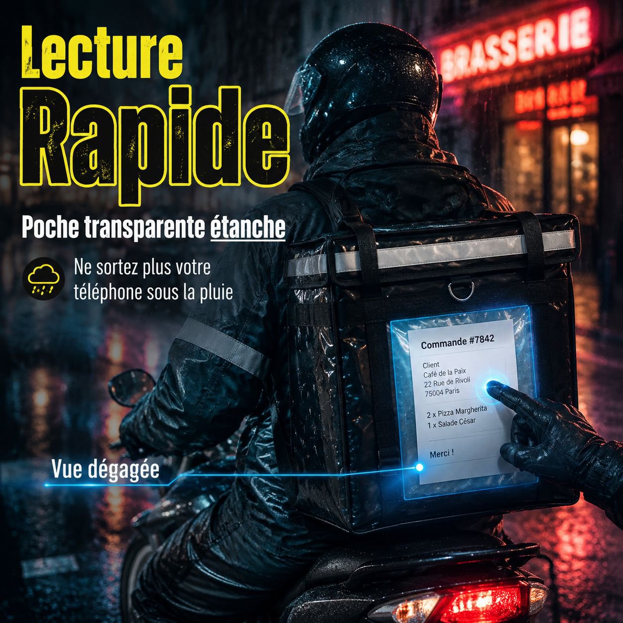 Sac de livraison moto 32L isotherme, grande capacité