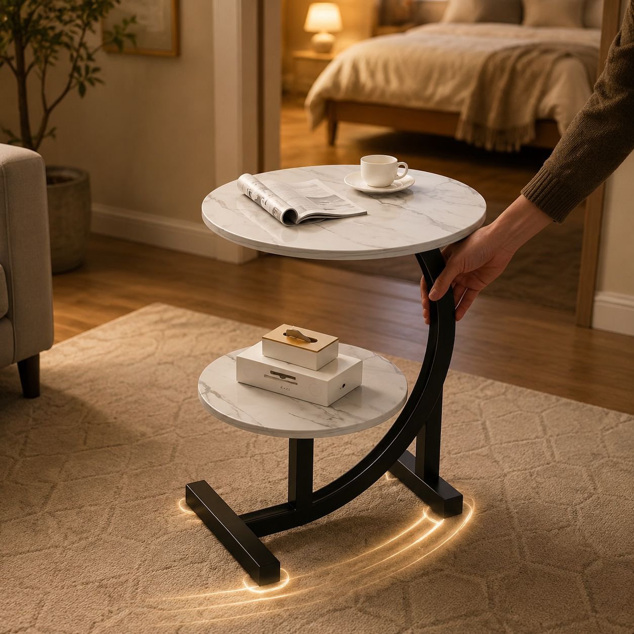 Modern Simple Small Side Table Living Room Mobile Tea Table Bedside Table