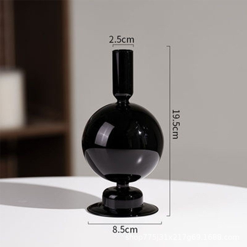 Black Glass Candle Holder, Modern Nordic Home Decoration
