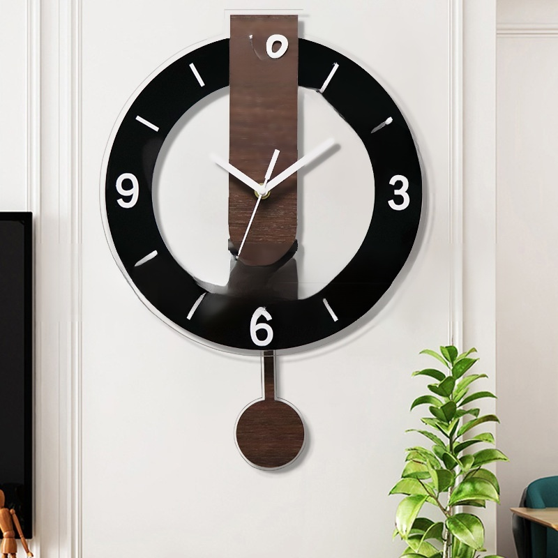 Bedroom Decorative Swing Clock Wall Clock Home Woodgrain Mute Living Room Decoration