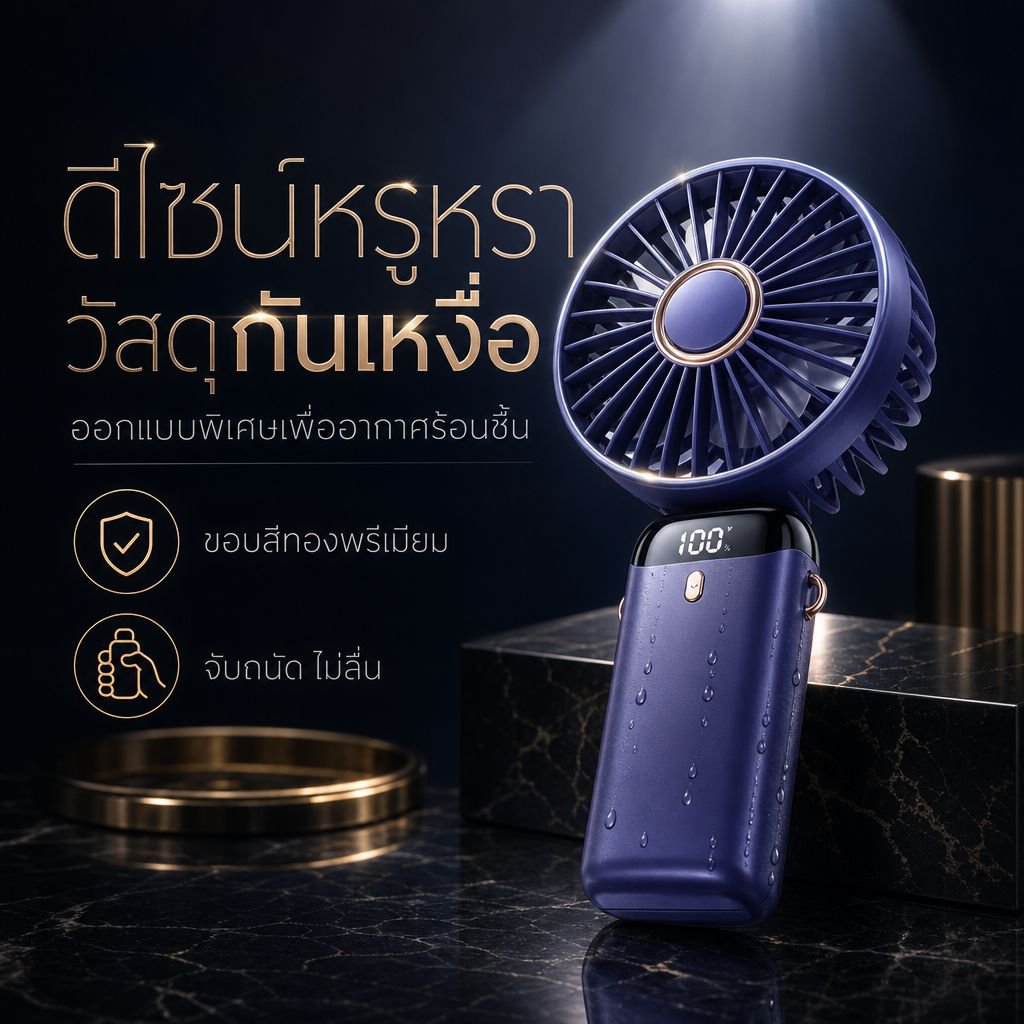 พัดลมมือถือ USB พับได้ มินิหอมสดชื่น เงียบพกพาง่าย ตั้งโต๊ะ รุ่นใหม่ 2026