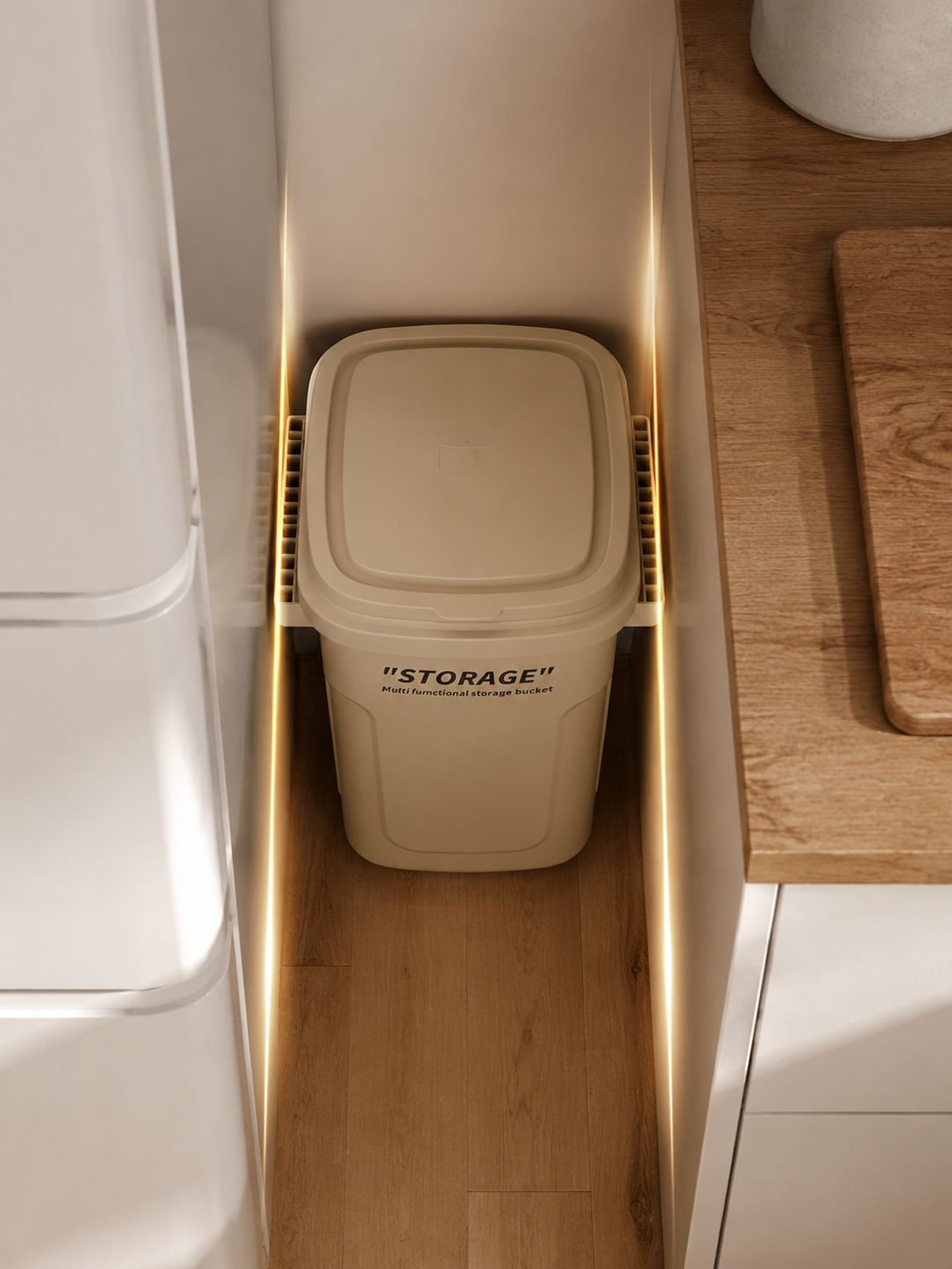 Upgraded fine locking odor-proof household trash can front view
